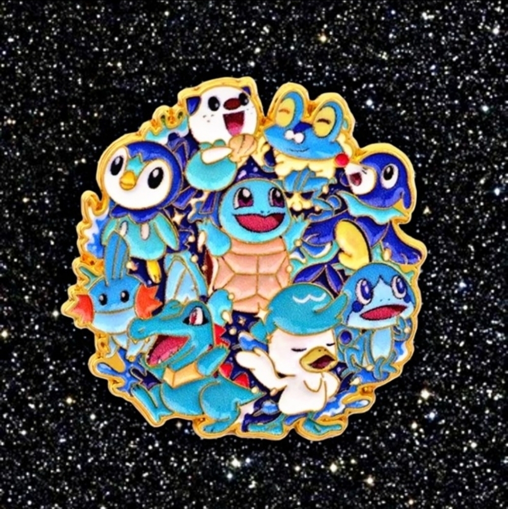 Pokemon Blue and Gold Character Enamel Pin Squirtle Water Type Anime Collection